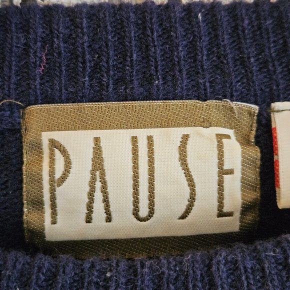 Vintage Pause Sweater 100% Lambswool Made in Hong Kong - Picture 3 of 5